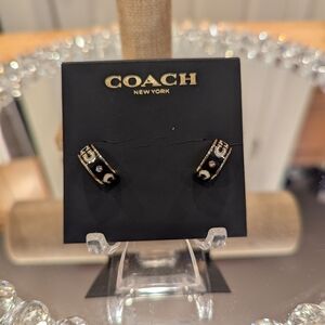 COACH Signature Enamel Huggie Earrings NWT